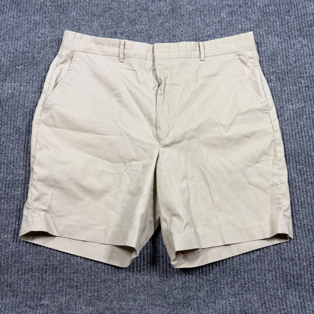 Knightsbridge Menswear Shorts Mens 36 Tan Chino Khaki Cotton Made in USA